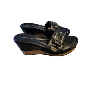 DONALD J PLINER | NWOT Black Loyal Wedge Sandals with Cork Soles 8.5M.